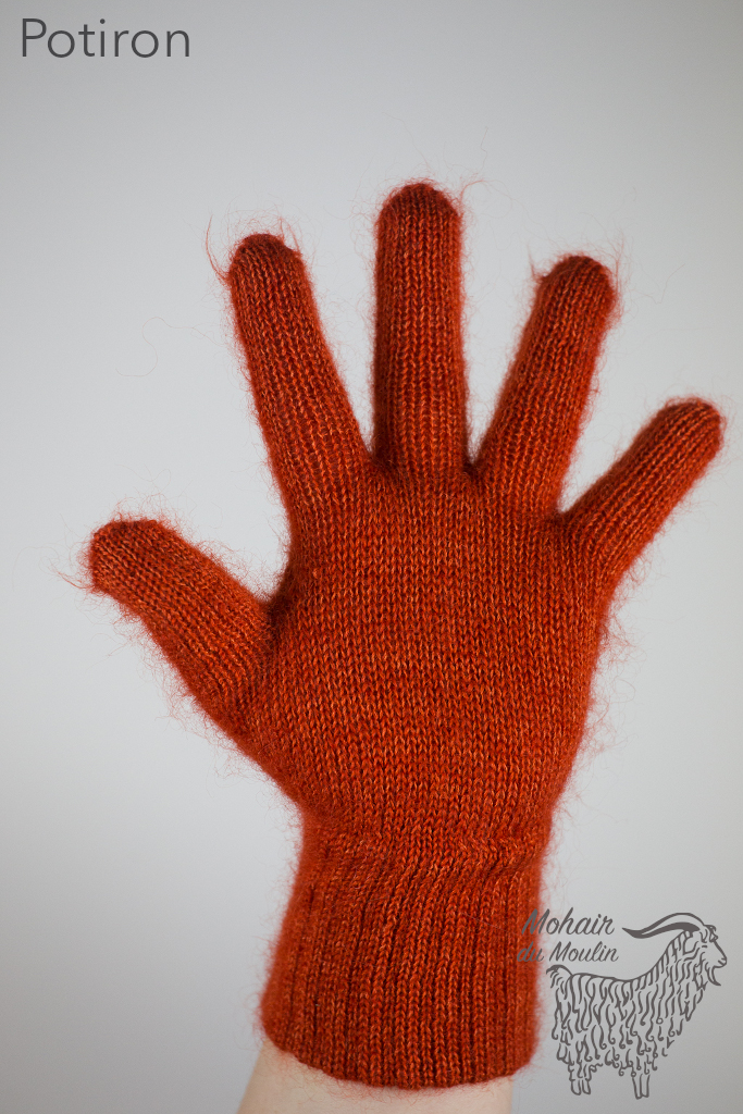 Gants tricotés en douce laine d'agneau en Rose, Orange, Naturel