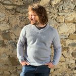 Pull homme col V en mohair